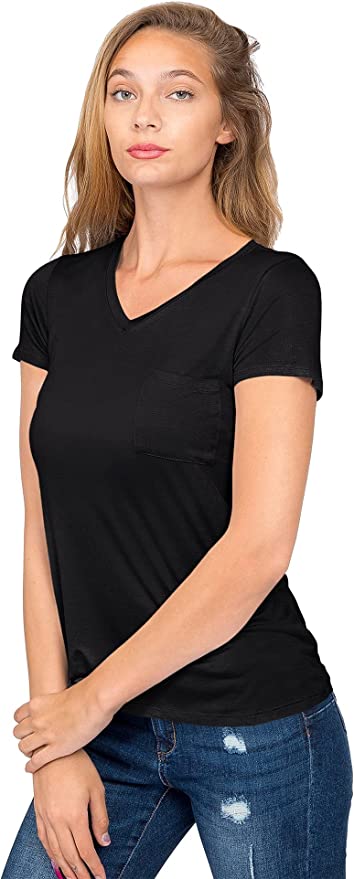 G-Style USA Women's Short Sleeve V-Neck Athletic Spandex T-Shirt Top