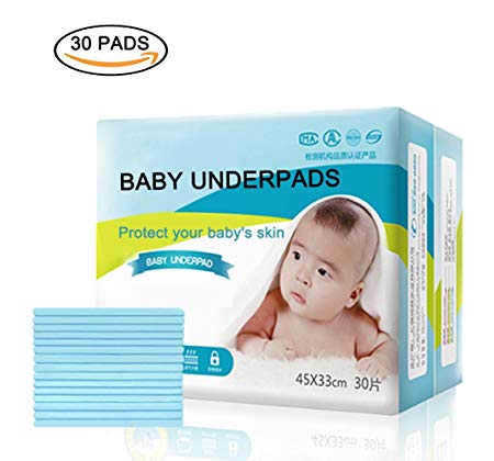 Baby Disposable Changing Pads, 30 Count High Absorbency Chucks Pads, Disposable Portable Diaper Changing Table & Mat, Soft and Waterproof Bed Pad. (13x18IN)
