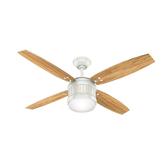 Hunter Indoor / Outdoor Ceiling Fan with LED Light and remote control - Seahaven 52 inch, White, 59314