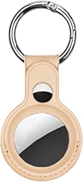 WINSINN PU Leather for AirTag Holder, AirTag Keychain Air Tag Case, Compatible with Apple New AirTag Dog Collar (Gold)