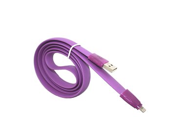 YF MFi Certified 3.3ft SYNC Flat Cable Charger Cord and Lightning Power for iPhone (Purple)