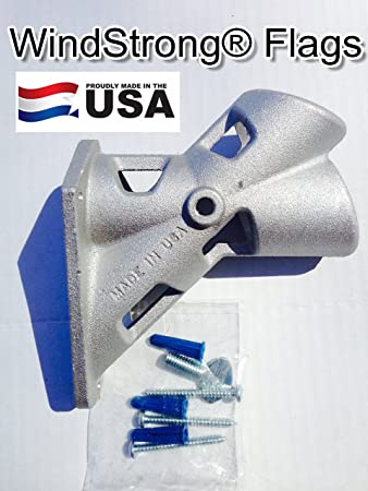 1.25 Inch Aluminum Flagpole Bracket 2-Position Commercial Use Includes Hardware WindStrong Made in the USA