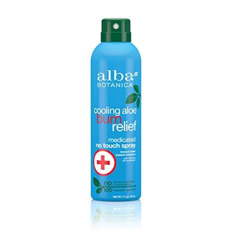 Alba Botanica Cooling Aloe Burn Relief Medicated No Touch Spray, 6 oz.