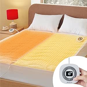 Bedsure Heated Mattress Pad King - Bed Warmer with Memory & Preheat Functions, 12-Hour Auto Off & 10 Heat Settings with Dual Controllers, Fast Heating, Coral Fleece Electric Mattress Pad King, 78"x80"