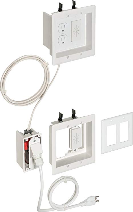 Arlington TVBRA2K-1 In-Wall Wiring Kit, Pre-Wired TV Bridge, 2-Gang Boxes, White, 1-Pack