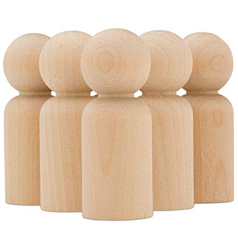 Wood Dad Doll Bodies, 2-3/8 Inch, Bag of 100 Unfinished Wooden Dad Peg Dolls, from Birch by Woodpeckers