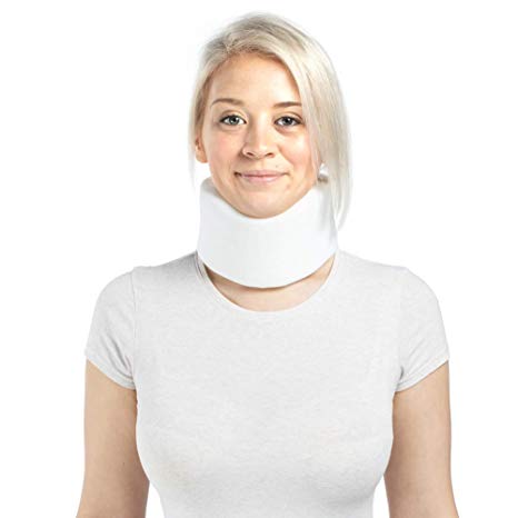 Soft Foam Neck Brace Cervical Collar, Adjustable Neck Support Brace for Sleeping - Relieves Neck Pain and Spine Pressure White Large