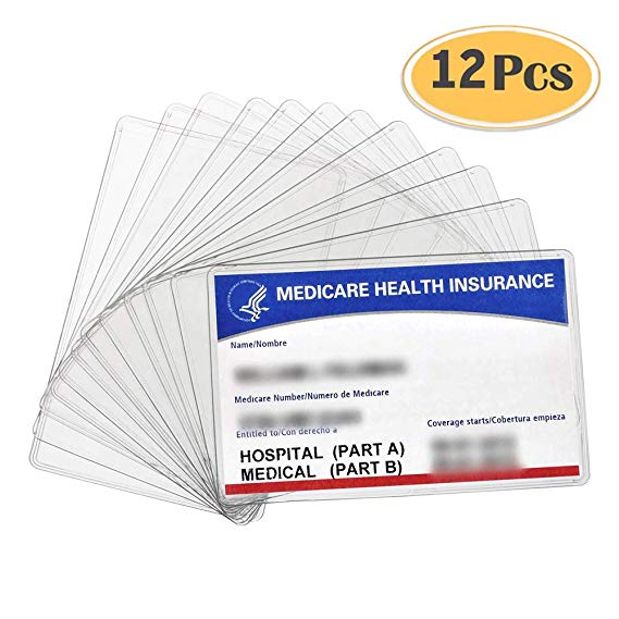 12-Pack New Medicare Card Holder Protector Sleeves, Sooez 12Mil Clear PVC Soft Heavy Duty Waterproof Card Holder for New Medicare Card Credit Card Business Card, Double Thickness Card Sleeves