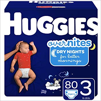 HUGGIES OverNites Diapers, Size 4 (22-37 lb.), 68 ct, Overnight Diapers, Giga Jr Pack (Packaging May Vary)