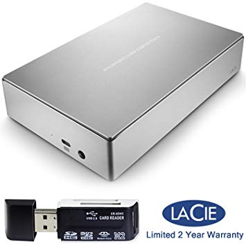 LaCie Porsche Design 5TB USB-C Desktop Hard Drive, Silver STFE5000101/STFE5000100 and Memory Card reader