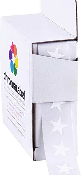 ChromaLabel 3/8 Inch Color Code Star Labels, 1000 Dispenser Box, White