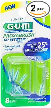 GUM Go-Betweens Proxabrush Refills Tight - 8 ct, Pack of 2