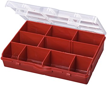 Stack-On SBR-10 10 Compartment Storage Organizer Box with Removable Dividers, Red