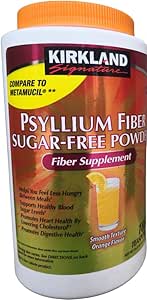 -Kirkland Signature Psyllium Fiber Powder Sugar Free Orange Flavored Supplement, 180 doses, 2.3 lbs (1 count)