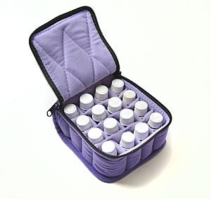 16-Bottle Essential Oil Carrying Cases hold 5ml, 10ml and 15ml bottles - Deep Purple with Lavender interior - 4" high