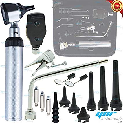 Professional Human & Veterinary ENT Medical Otoscope Opthalmoscope Set Diagnostic Kit LED with C-Cell Handle YNR