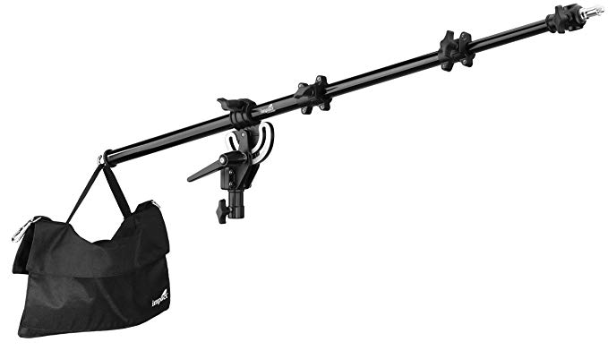 Impact Adjustable Mid-Range Tripod Boom Arm for Light Stand with 5 lb Capacity Sandbag and Extends to 60 Inches- Portable Light Stand Boom Arm Reflector Holder for Photography LSA-BAMR