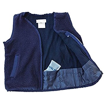 Navy Weighted Fleece Zippered Vest with Pocket