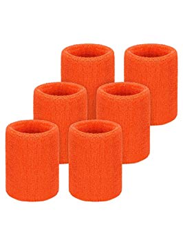 WILLBOND 6 Pack Wrist Sweatbands Sports Wristbands for Football Basketball, Running Athletic Sports