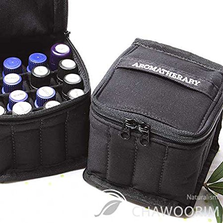 Essential Oils Roller Bottles Bag - Aromatherapy Essential Oil Carrying Cases - Holds 5ml, 10ml and 15ml 16 Bottles Zippers Portable Handle Bag Travel Essential Oil Bottles