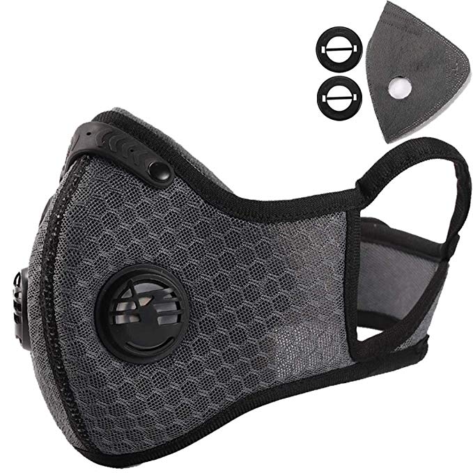 Novemkada Dust Mask - Activated Carbon N99 Earloop Dustproof Masks with Extra Filter Cotton Sheet and Valves for Exhaust Gas, Pollen Allergy, PM2.5, Running, Cycling, Outdoor Activities