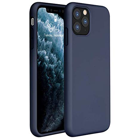 Miracase Liquid Silicone Case Compatible with iPhone 11 Pro 5.8 inch(2019), Gel Rubber Full Body Protection Shockproof Cover Case Drop Protection Case (Navy Blue) …