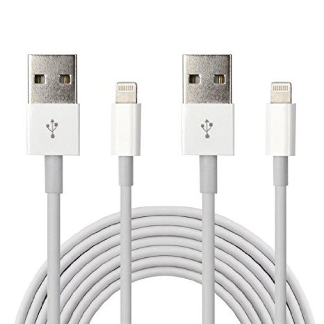 Aonsen iPhone Cable 2Pack 6ft 10ft Lightning to USB Cable for iPhone 6/6 Plus/6s/6s Plus iPhone 5 5c 5s ipad ipod USB 2.0 Universal (White)