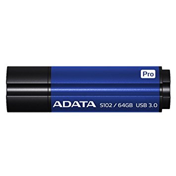 ADATA S102 Pro 64GB USB 3.0 Ultra Fast Read Speed up to 100 MB/s Flash Drive Blue (AS102P-64G-RBL)