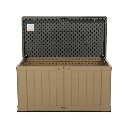 Lifetime 116 Gallon Outdoor Organizer Storage Pool & Patio Deck Box Bench, Beige