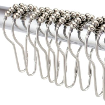 1Easylife Shower Curtain Rings Hooks - 100 Stainless Steel  Brass Roller Polish Chrome Set of 12