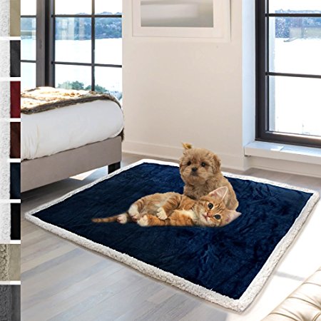 Premium Plush Sherpa Pet Blanket by PetAmi | Sized for Cats, Small Dogs, Puppies, Kittens - 30x40 Inches | Reversible, Soft, Comfortable, Lightweight Microfiber Throw
