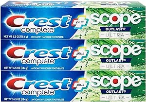 Crest Complete Whitening Plus Scope Outlast Ultra Toothpaste 6.5 oz (184g) - Pack of 3