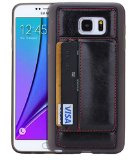 Note 5 CaseCASY MALL Synthetic Leather Card Slot Back Case with Kickstand for Samsung Galaxy Note 5 Black