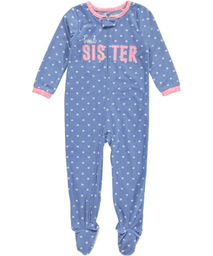 Carter's Baby Girls' 1 Piece Fleece Footed Sleeper - Pink Blue - Zebra