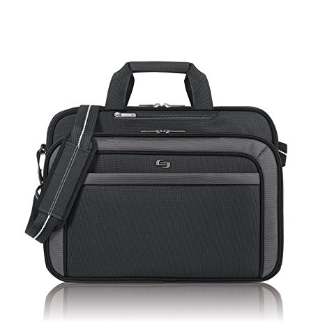 Solo 17.3" Laptop Briefcase, TSA Friendly, Black/Grey