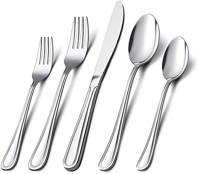 Silverware Set, Elegant Life 20-Piece Stainless Steel Silverware Flatware Cutlery Set Service for 4, Knife Fork Spoon Flatware Set, Modern Design & Smooth Edge