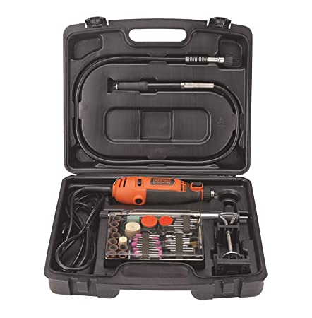 BLACK DECKER RT18KA-IN Kit Box For Grinding, Polishing, Engraving, Cutting, Sanding & Finishing, 180W Electric Rotary Tool With 114 pc Accessories
