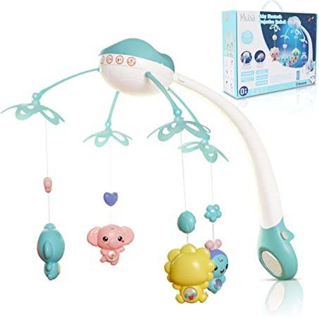 Melödi Baby Musical Crib Mobile with Hanging & Rotating Toys | Bassinet Mobile Crib with Lights, Music Box and Timer | Halo Hanger Crib Toy for Newborn Baby Girls & Boys with Night Light - Blue