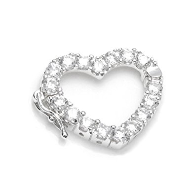 Dreambell 925 Sterling Silver Heart CZ Crystal Pearl Necklace Shortener Enhancer Clasp