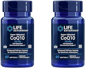 Life Extension Super Ubiquinol CoQ10 with Enhanced Mitochondrial Support, ubiquinol CoQ10, shilajit, potent heart health & cellular energy production support, ultra-absorbable, gluten-free, 60 softgel