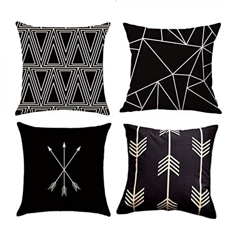 MOCOFO Decorative Throw Pillow Covers Set of 4 Cotton Linen Cushion Covers 18 x 18 inch