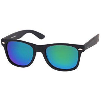 zeroUV - Matte Finish Reflective Color Mirror Lens Large Square Horn Rimmed Sunglasses 55mm