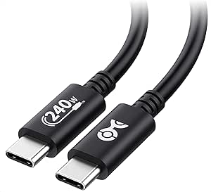 Cable Matters [Certifié USB-IF] Cable USB C vers USB C 240w 2m pour MacBook Pro, Dell XPS (Cable USB C 2m charge rapide, Câble USB C 140W) avec Power Delivery 3.1 Noir (USB 2.0, Pas de vidéo)