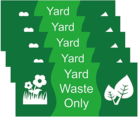 Yard Waste Only Sticker 4 Pack Yard Waste Decals - 4 X 9 Inch Recycle Yard Debris Only Stickers Vinyl “Yard Waste Only” Label for Trash Cans, Garbage Cans and Containers