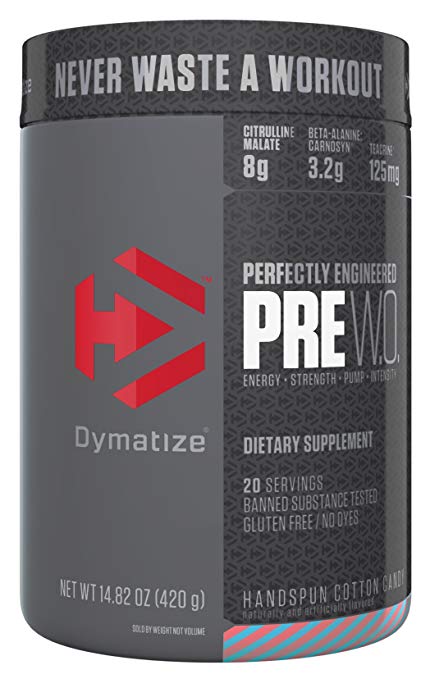 Dymatize Pre Workout Supplement, Handspun Cotton Candy, 420 Gram