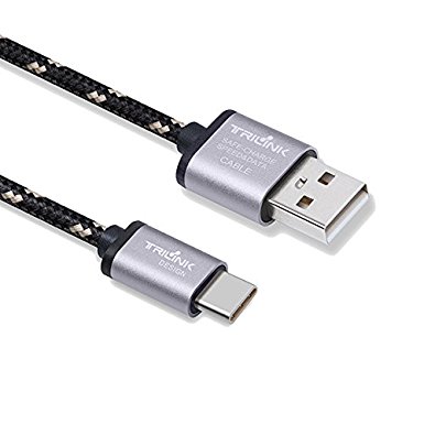 USB Type C Cable, TriLink Comfortable Braided USB C Cable, Durable & High Speed USB 2.0 A Male to USB-C Sync and Charging Cables with 56k Resistor (6.6ft_Grey)