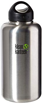 Klean Kanteen Wide Mouth Single Wall Stainless Steel Water Bottle with Leak Proof Stainless Steel Interior Cap - 40oz - Brushed Stainless