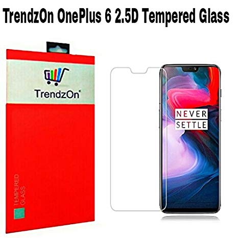 Ideal for OnePlus 6/1+6 - TrendzOn® One Plus 6 Tempered Glass Screen Protectors 3D Touch 0.25mm Screen Protector Glass for Oneplus 6 Work with Most Cases 99% Touch Accurate - Clear