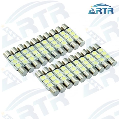 20PCS ARTR 6000k White 29mm 3SMD 6614F LED Bulbs for Car Sun Visor Vanity Mirror Lights