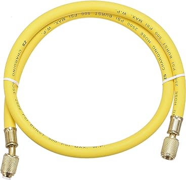 uxcell Refrigerant Charging Hose, 1/4 SAE Thread 2.95Ft Length 500PSI Tube HVAC Hoses, for Home Air Conditioner Refrigeration Maintenance, Yellow